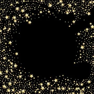 Gold star confetti. Festive background; design for greeting cards and invitat Stock Illustration