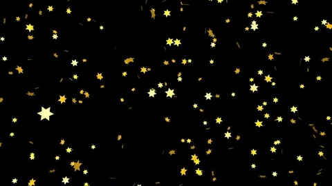 Gold star confetti - loop, alpha channels, 4K Stock Footage 80361187