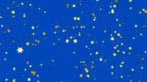 Gold star confetti - loop, blue screen, 4K Stock Footage 80361182