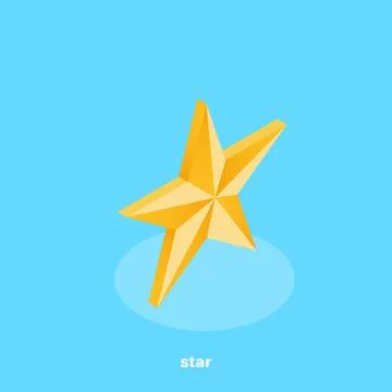 Gold star icon on a blue background, isometric image Illustrazione stock