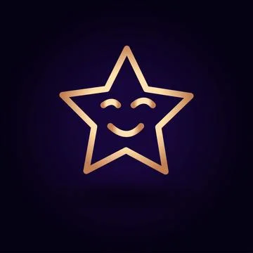 Gold star icon. Vector illustration isolated on a blue background. School top Stock Illustration
