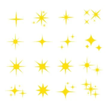 Gold Star icons. Twinkling stars. Sparkles. shining burst. Christmas vector s Stock Illustration