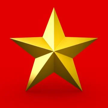 Gold star isolated on red background Stock Illustration