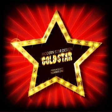 Gold star with light bulbs Stock Illustration