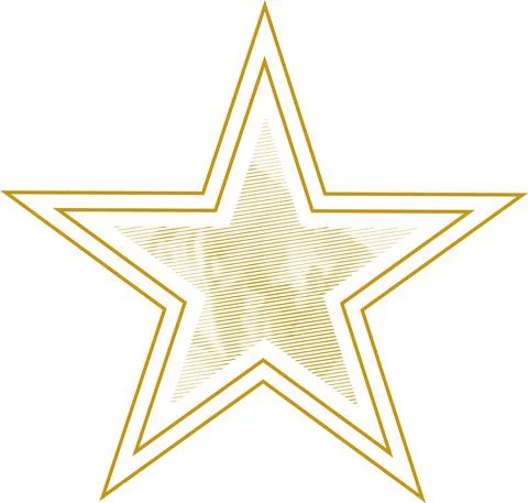Gold star. Line vector shape. Striped star vector illustration. Stock Illustration