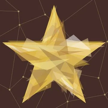 Gold star made of triangles Stock Illustration