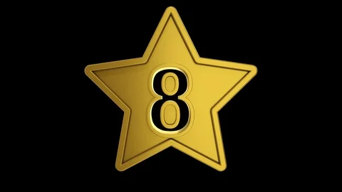 Gold Star Numbers Eight Stock Footage 100960158