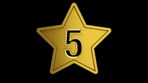 Gold Star Numbers Five Stock Footage 100956567