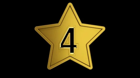 Gold Star Numbers Four Stock Footage 100908637