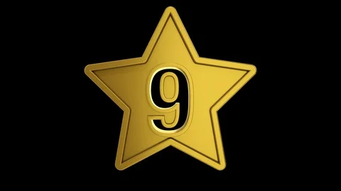 Gold Star Numbers Nine Stock Footage 100960169