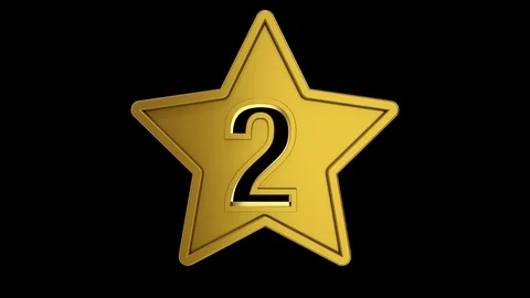 Gold Star Numbers Two Stock Footage 100912324