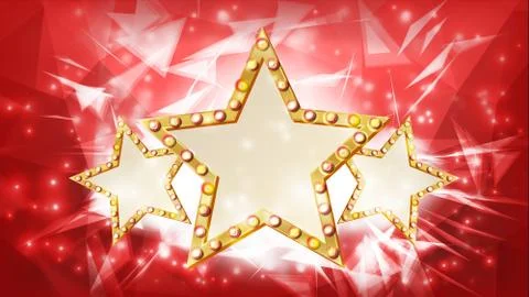 Gold Star . Rays. Three Silhouette Of Gold Disco, Casino, Carnival Star Sign 스톡 일러스트