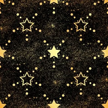 Gold star seamless pattern. Abstract black modern seamless pattern with gold Stock Illustration