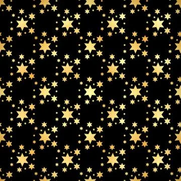 Gold star seamless pattern. Abstract black modern seamless pattern with gold Stock Illustration