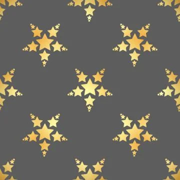 Gold star seamless pattern. Abstract black modern seamless pattern with gold Stock Illustration