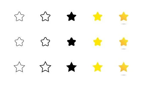 Gold star vector icon set. 5 stars rating sign. Sparkle gradient success or.. Stockillustratie