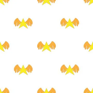 Gold star with wings pattern seamless vector 스톡 일러스트