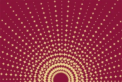 Gold Starburst Radial Pattern On Maroon Background  Elegant Decorative Vint.. Illustrazione stock