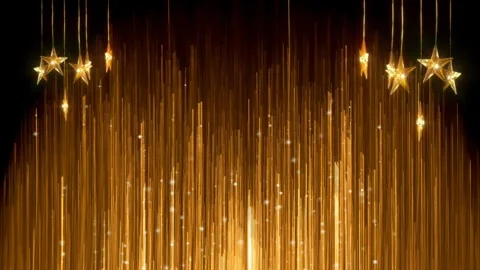 Gold stars on a black background loop Stock Footage 256485608