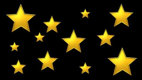 Gold stars of different sizes. Illustrazione stock