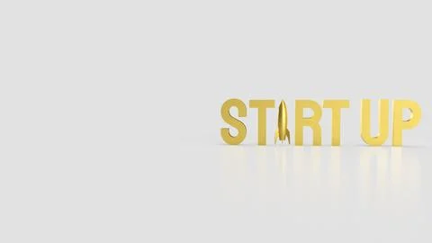 The Gold Start up and Rocket for Business concept 3d Rendering. Stock Illustration