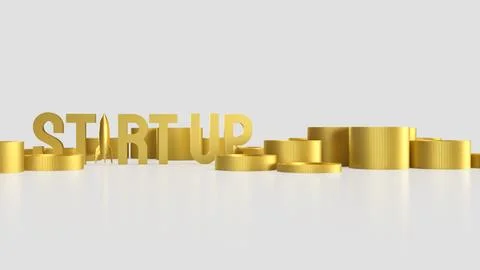 The Gold Start up and Rocket for Business concept 3d Rendering. Stock Illustration
