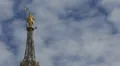 Gold Statue Virgin Mary Milan Cathedral Duomo Golden Madonna Maria Milano Italy HD Footage