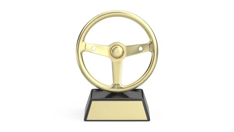 Gold steering wheel trophy Stock Footage 346468916