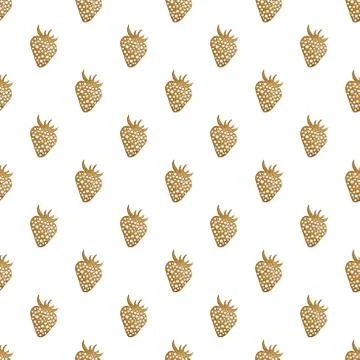 Gold strawberry seamless pattern. Berry hand painted abstract nature backgr.. Stock Illustration