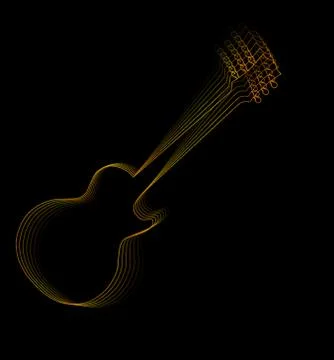 Gold String Electric Guitar Stock Illustration