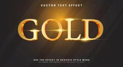 Gold style shiny editable text effect Template Stock Illustration