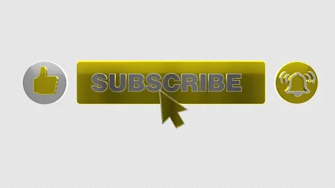 Gold Subscribe Like Notify Bell 3D Buttons 4k Transparent Background Stock Footage 198149107