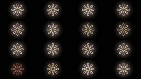 Gold summer flowers pattern with led light in club style Stock Footage 233414168