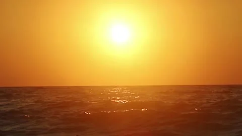 Gold Sun Flare Sunset View On The High Seas. Stock Footage 162785371