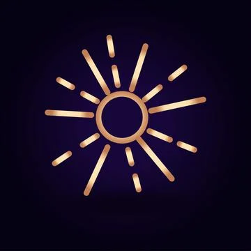 Gold sun icon. Vector illustration isolated on a blue background. School topi Stock Illustration