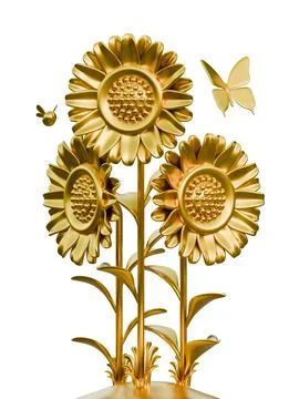 Gold Sunflower 3D Design Element Stock Illustration