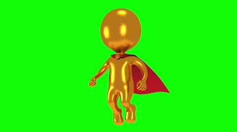 Gold superhero with red cloak fly above. Stock Footage 47825529