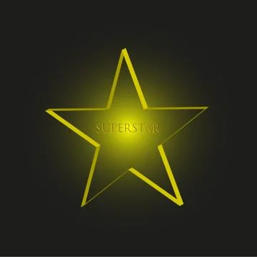 Gold superstar on a black backlit background. Illustrazione stock