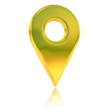 Gold Symbol of Map Pointer Icon - 3D Rendering Image Stock Illustration