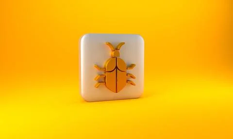 Gold System bug concept icon isolated on yellow background. Code bug concept Stock Illustration