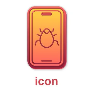 Gold System bug on mobile icon isolated on white background. Code bug concept イラスト素材