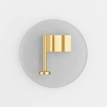 Gold table flag icon. 3d rendering gray round key button, interface ui ux ele Stock Illustration