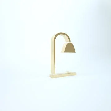 Gold Table lamp icon isolated on white background. 3d illustration 3D render Stock Illustration