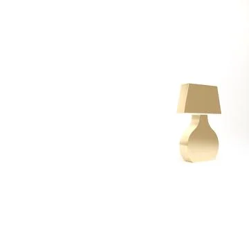 Gold Table lamp icon isolated on white background. Desk lamp. 3d illustration Stock Illustration