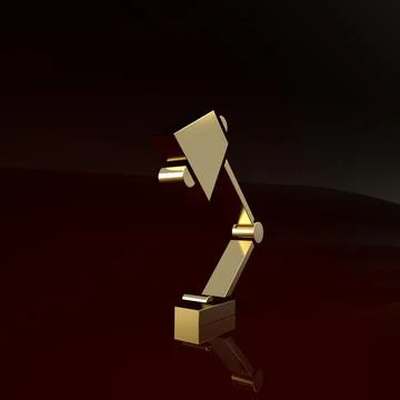 Gold Table lamp icon isolated on brown background. Minimalism concept. 3d ill Illustrazione stock
