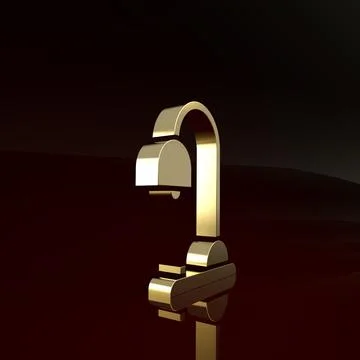Gold Table lamp icon isolated on brown background. Minimalism concept. 3d ill Illustrazione stock