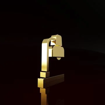 Gold Table lamp icon isolated on brown background. Minimalism concept. 3d ill Illustrazione stock