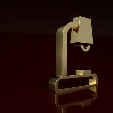 Gold Table lamp icon isolated on brown background. Minimalism concept. 3D render Stock Illustration