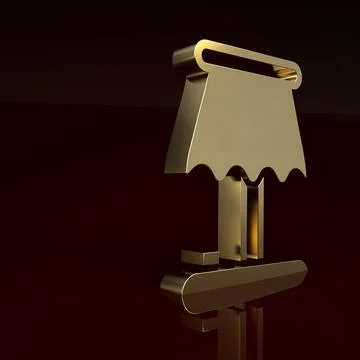 Gold Table lamp icon isolated on brown background. Minimalism concept. 3D render Stock Illustration