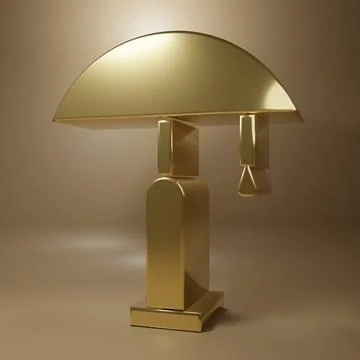 Gold Table lamp icon isolated on brown background. Minimalism concept. 3D r.. Illustrazione stock